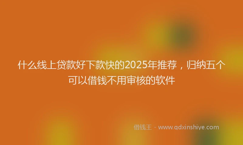 什么线上贷款好下款快的2025年推荐，归纳五个可以借钱不用审核的软件