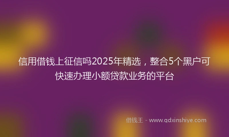 信用借钱上征信吗2025年精选，整合5个黑户可快速办理小额贷款业务的平台