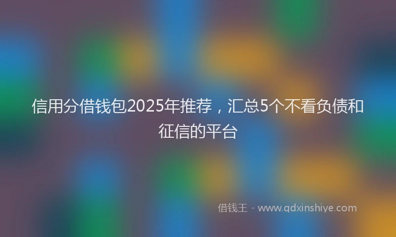 信用分借钱包2025年推荐，汇总5个不看负债和征信的平台