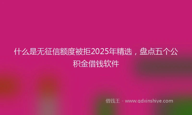 什么是无征信额度被拒2025年精选，盘点五个公积金借钱软件