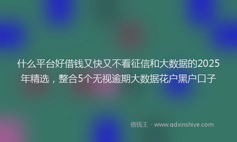 什么平台好借钱又快又不看征信和大数据的2025年精选，整合5个无视逾期大数据花户黑户口子