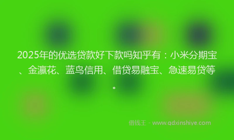 2025年的优选贷款好下款吗知乎有：小米分期宝、金瀛花、蓝鸟信用、借贷易融宝、急速易贷等。