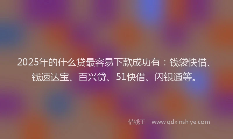 2025年的什么贷最容易下款成功有：钱袋快借、钱速达宝、百兴贷、51快借、闪银通等。