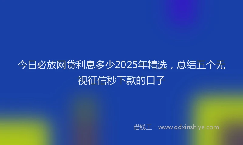 今日必放网贷利息多少2025年精选，总结五个无视征信秒下款的口子