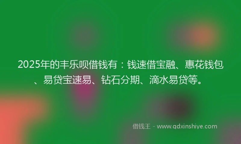2025年的丰乐呗借钱有：钱速借宝融、惠花钱包、易贷宝速易、钻石分期、滴水易贷等。
