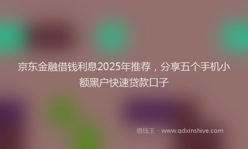京东金融借钱利息2025年推荐，分享五个手机小额黑户快速贷款口子