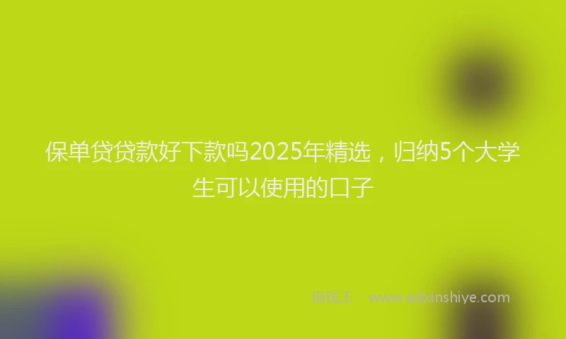 保单贷贷款好下款吗2025年精选，归纳5个大学生可以使用的口子