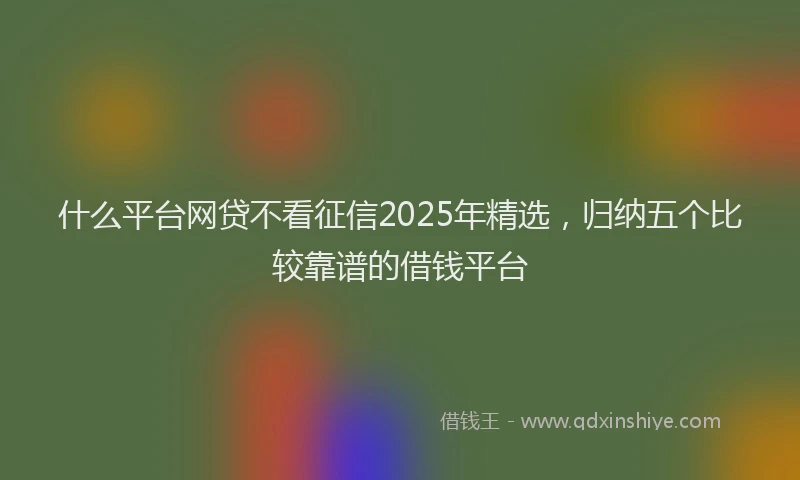 什么平台网贷不看征信2025年精选，归纳五个比较靠谱的借钱平台