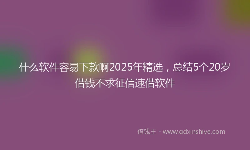 什么软件容易下款啊2025年精选，总结5个20岁借钱不求征信速借软件