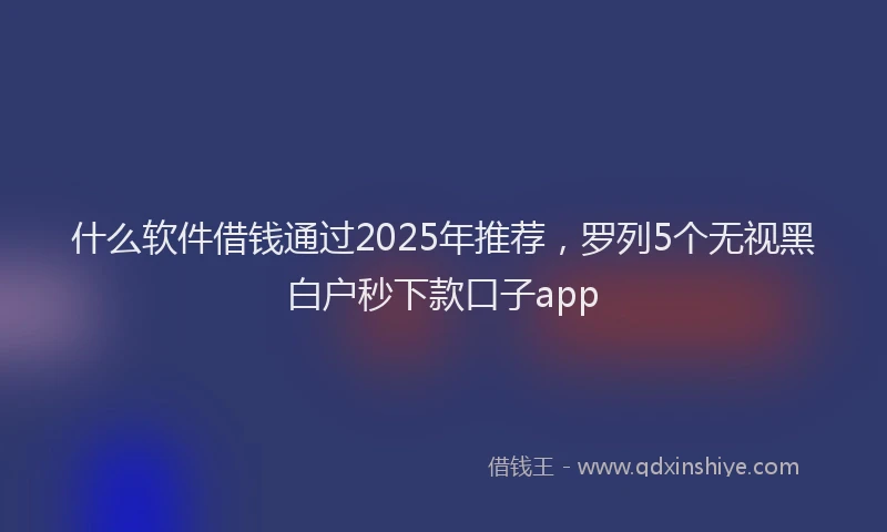 什么软件借钱通过2025年推荐，罗列5个无视黑白户秒下款口子app