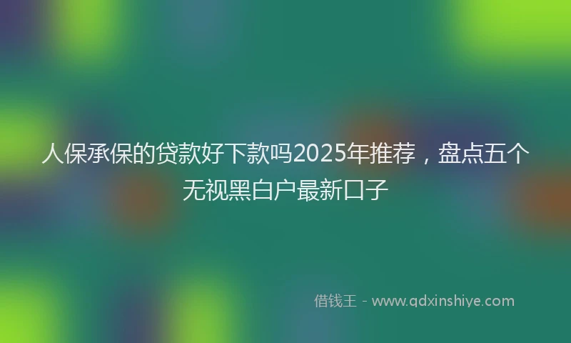 人保承保的贷款好下款吗2025年推荐，盘点五个无视黑白户最新口子