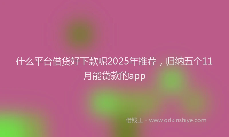 什么平台借货好下款呢2025年推荐，归纳五个11月能贷款的app