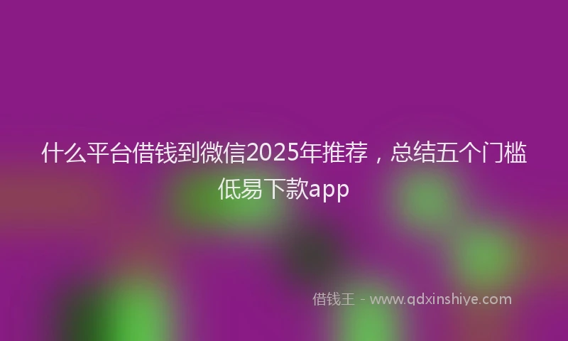 什么平台借钱到微信2025年推荐，总结五个门槛低易下款app