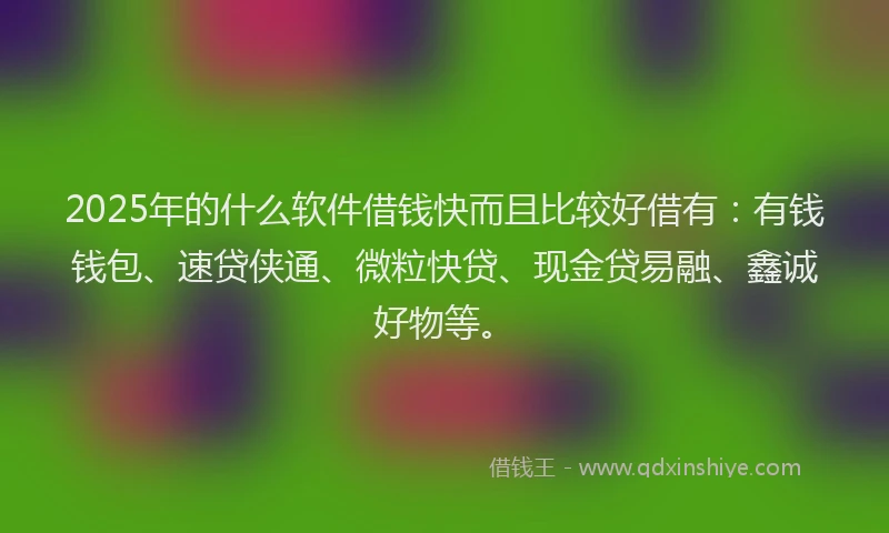 2025年的什么软件借钱快而且比较好借有：有钱钱包、速贷侠通、微粒快贷、现金贷易融、鑫诚好物等。