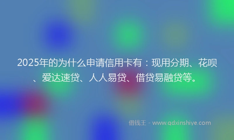 2025年的为什么申请信用卡有：现用分期、花呗、爱达速贷、人人易贷、借贷易融贷等。