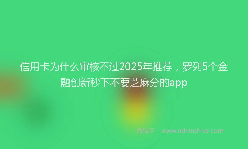 信用卡为什么审核不过2025年推荐，罗列5个金融创新秒下不要芝麻分的app