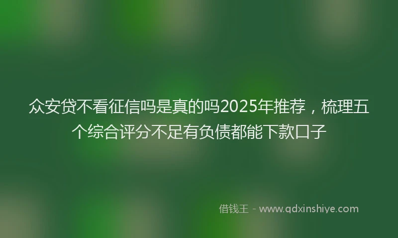 众安贷不看征信吗是真的吗2025年推荐，梳理五个综合评分不足有负债都能下款口子