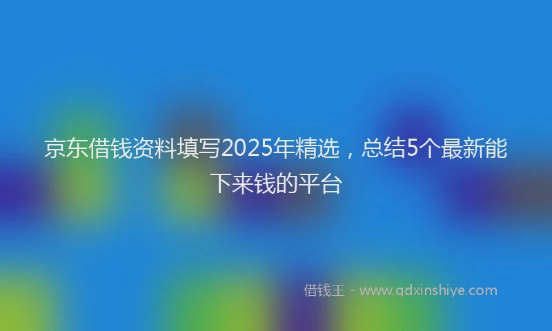京东借钱资料填写2025年精选，总结5个最新能下来钱的平台