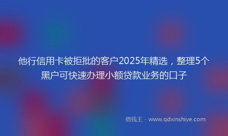 他行信用卡被拒批的客户2025年精选，整理5个黑户可快速办理小额贷款业务的口子