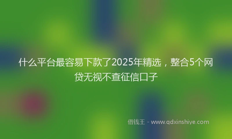 什么平台最容易下款了2025年精选，整合5个网贷无视不查征信口子