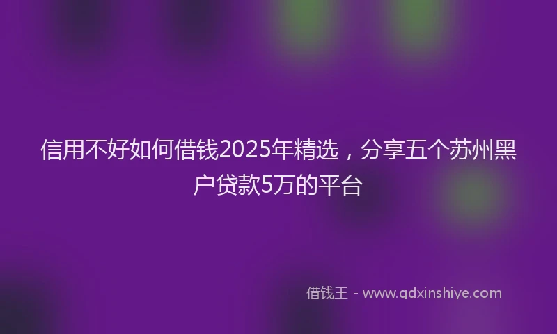 信用不好如何借钱2025年精选，分享五个苏州黑户贷款5万的平台