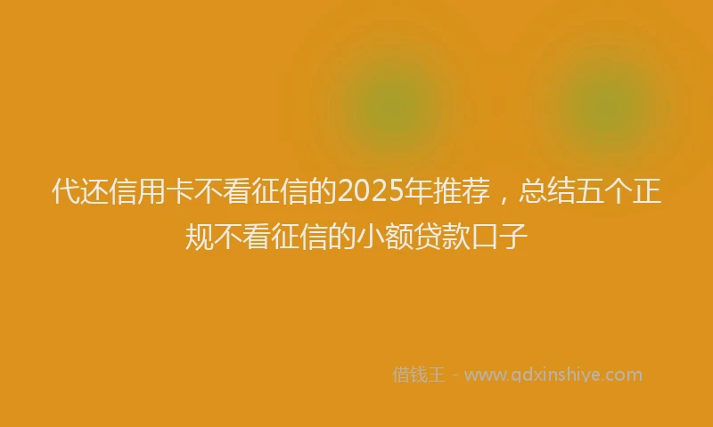 代还信用卡不看征信的2025年推荐，总结五个正规不看征信的小额贷款口子