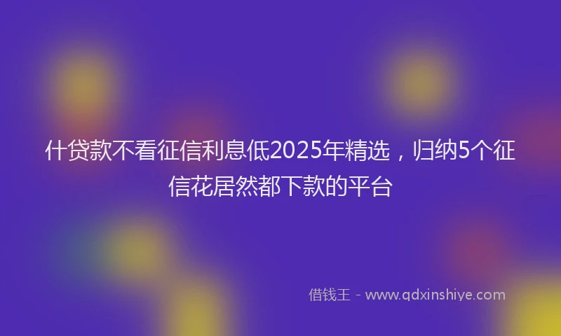 什贷款不看征信利息低2025年精选，归纳5个征信花居然都下款的平台