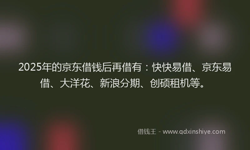 2025年的京东借钱后再借有：快快易借、京东易借、大洋花、新浪分期、创硕租机等。