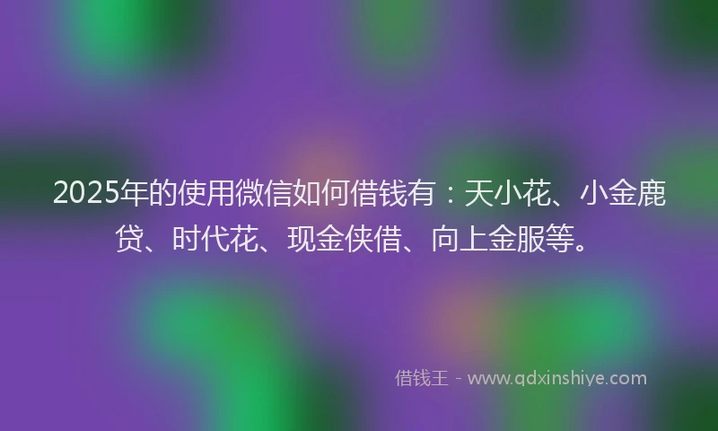 2025年的使用微信如何借钱有：天小花、小金鹿贷、时代花、现金侠借、向上金服等。