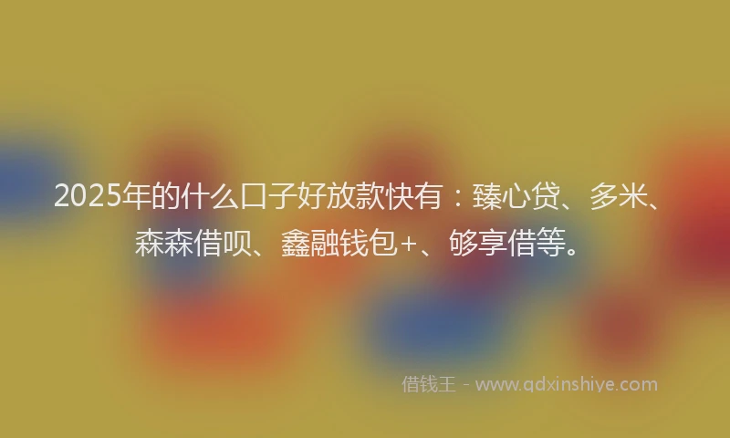 2025年的什么口子好放款快有：臻心贷、多米、森森借呗、鑫融钱包+、够享借等。