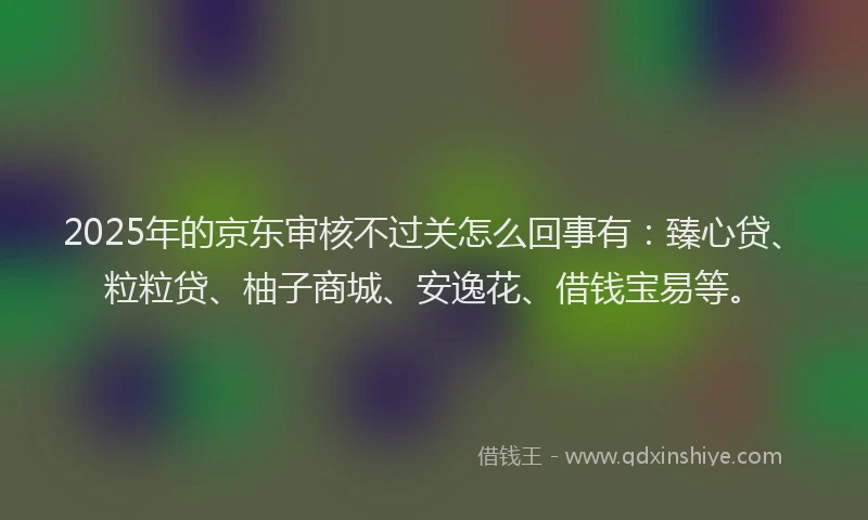 2025年的京东审核不过关怎么回事有：臻心贷、粒粒贷、柚子商城、安逸花、借钱宝易等。