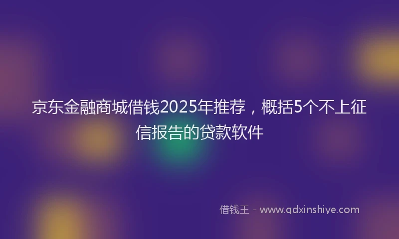 京东金融商城借钱2025年推荐，概括5个不上征信报告的贷款软件