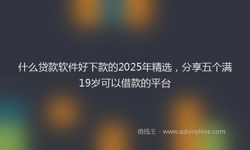 什么贷款软件好下款的2025年精选，分享五个满19岁可以借款的平台