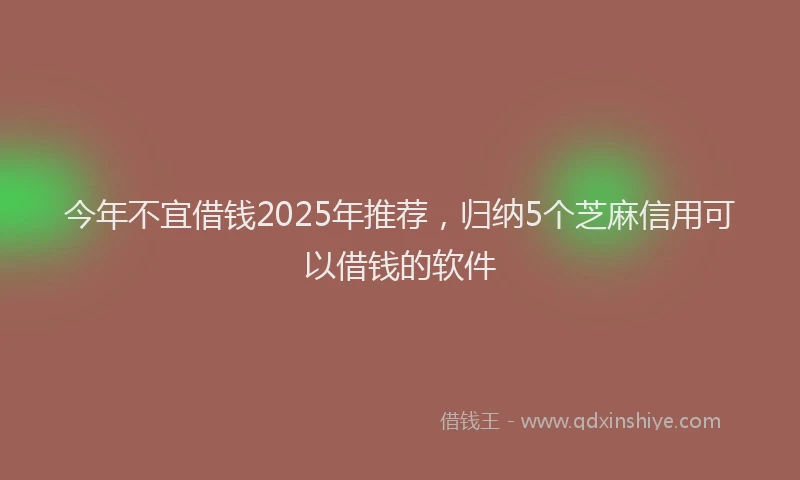 今年不宜借钱2025年推荐，归纳5个芝麻信用可以借钱的软件