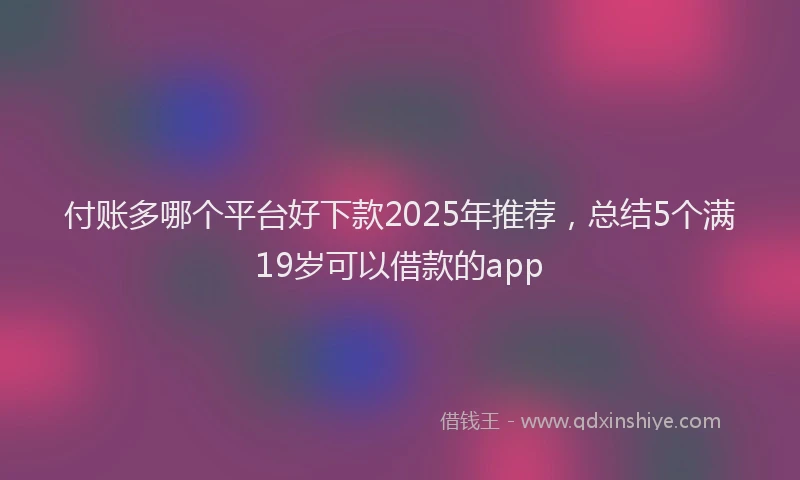 付账多哪个平台好下款2025年推荐，总结5个满19岁可以借款的app