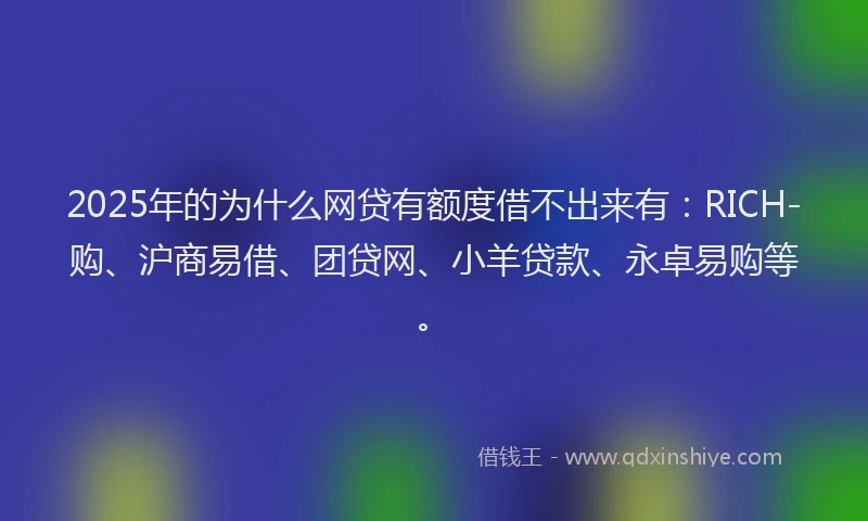 2025年的为什么网贷有额度借不出来有：RICH-购、沪商易借、团贷网、小羊贷款、永卓易购等。