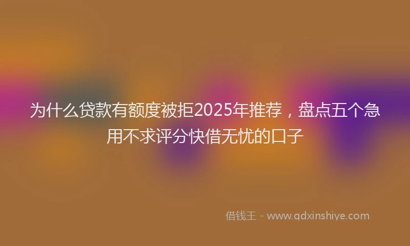 为什么贷款有额度被拒2025年推荐，盘点五个急用不求评分快借无忧的口子