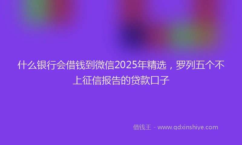 什么银行会借钱到微信2025年精选,罗列五个不上征信报告的贷款口子