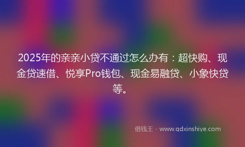 2025年的亲亲小贷不通过怎么办有：超快购、现金贷速借、悦享Pro钱包、现金易融贷、小象快贷等。
