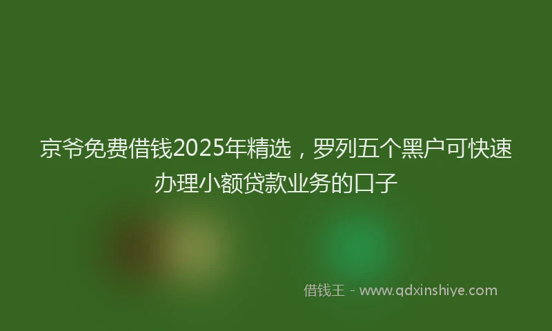 京爷免费借钱2025年精选，罗列五个黑户可快速办理小额贷款业务的口子