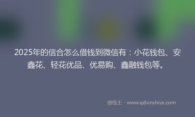 2025年的信合怎么借钱到微信有：小花钱包、安鑫花、轻花优品、优易购、鑫融钱包等。