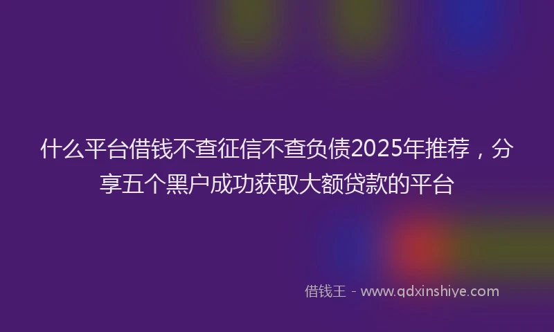 什么平台借钱不查征信不查负债2025年推荐，分享五个黑户成功获取大额贷款的平台
