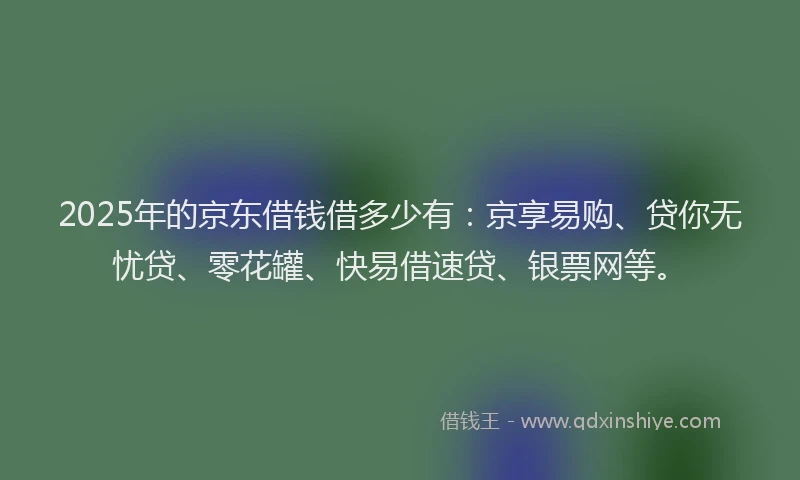2025年的京东借钱借多少有：京享易购、贷你无忧贷、零花罐、快易借速贷、银票网等。