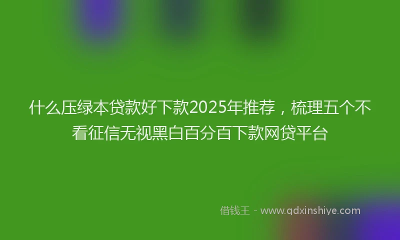 什么压绿本贷款好下款2025年推荐，梳理五个不看征信无视黑白百分百下款网贷平台