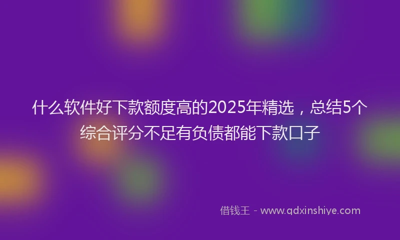 什么软件好下款额度高的2025年精选，总结5个综合评分不足有负债都能下款口子