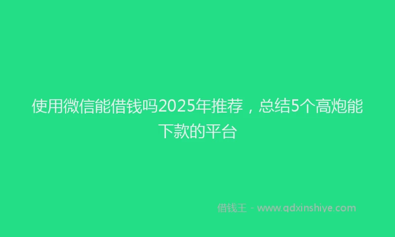 使用微信能借钱吗2025年推荐，总结5个高炮能下款的平台