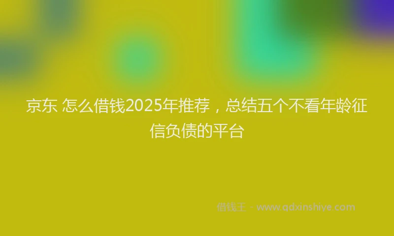 京东 怎么借钱2025年推荐,总结五个不看年龄征信负债的平台