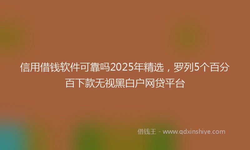 信用借钱软件可靠吗2025年精选，罗列5个百分百下款无视黑白户网贷平台