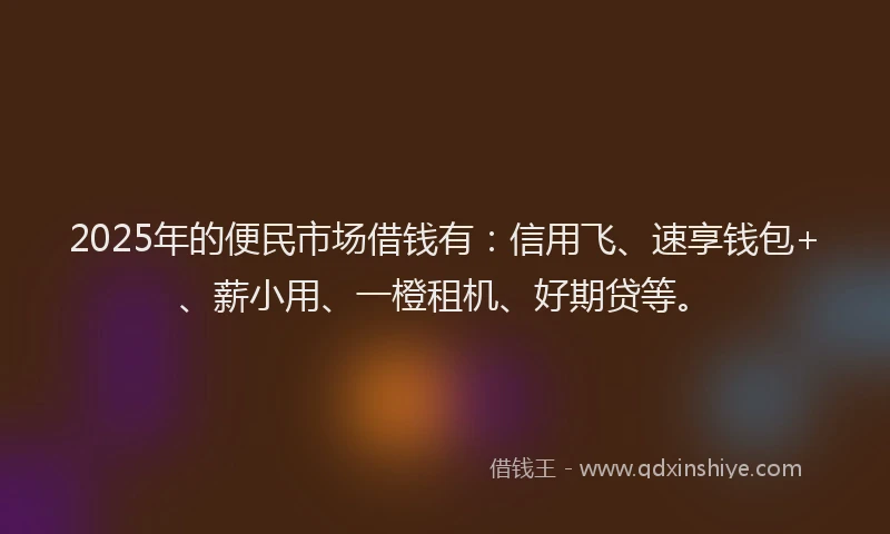 2025年的便民市场借钱有：信用飞、速享钱包+、薪小用、一橙租机、好期贷等。