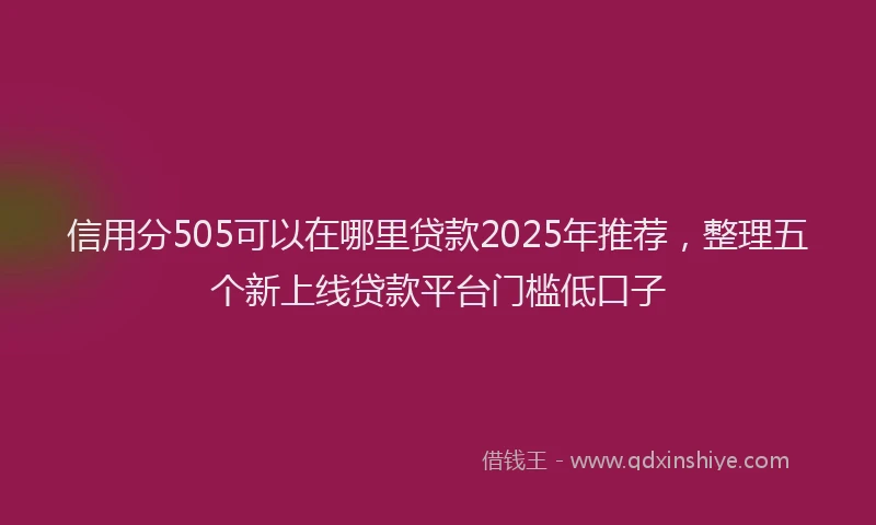 信用分505可以在哪里贷款2025年推荐，整理五个新上线贷款平台门槛低口子